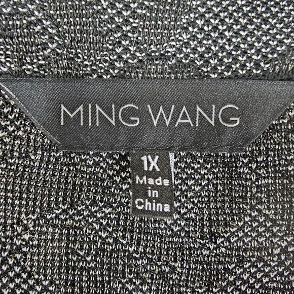 Ming Wang Knit Cardigan Jacket 1X Black & Gray Metallic Topper Cocktail Office - Picture 3 of 11